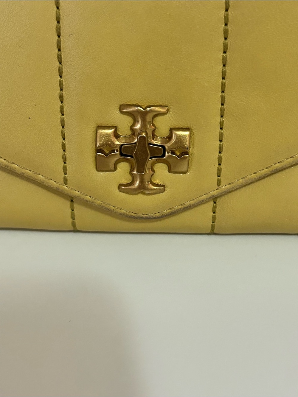 Tory Burch Kira Quilted Envelope Wallet - Mustard Yellow Leather - Picture 2 of 11